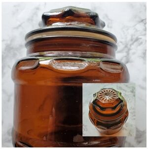 Vintage Borden Cremora Amber Glass Apothecary Jar